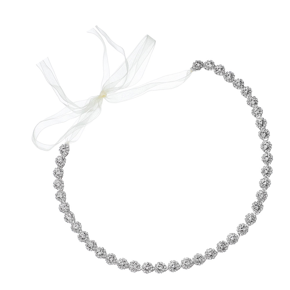 Bridal Sash Ribbon - Crystal Bridal Belt Silver Ribbon Wedding
