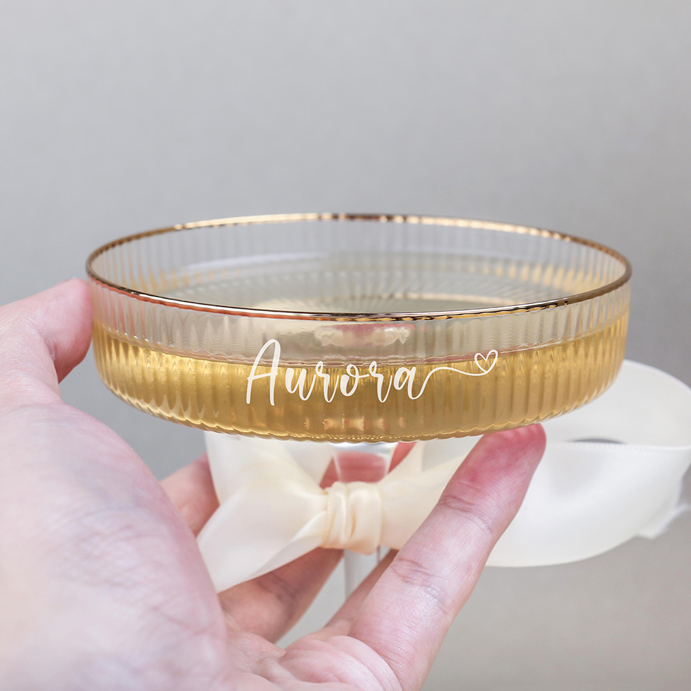 Champagne Tower Set - Personalized Ribbed Champagne Coupe Glasses Bridal