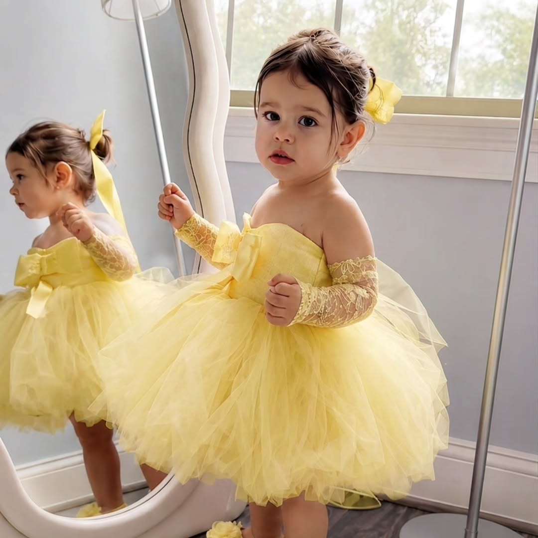 Princess Yellow Flower Girl Dr - Bridal Sash Ribbon 评论和价格