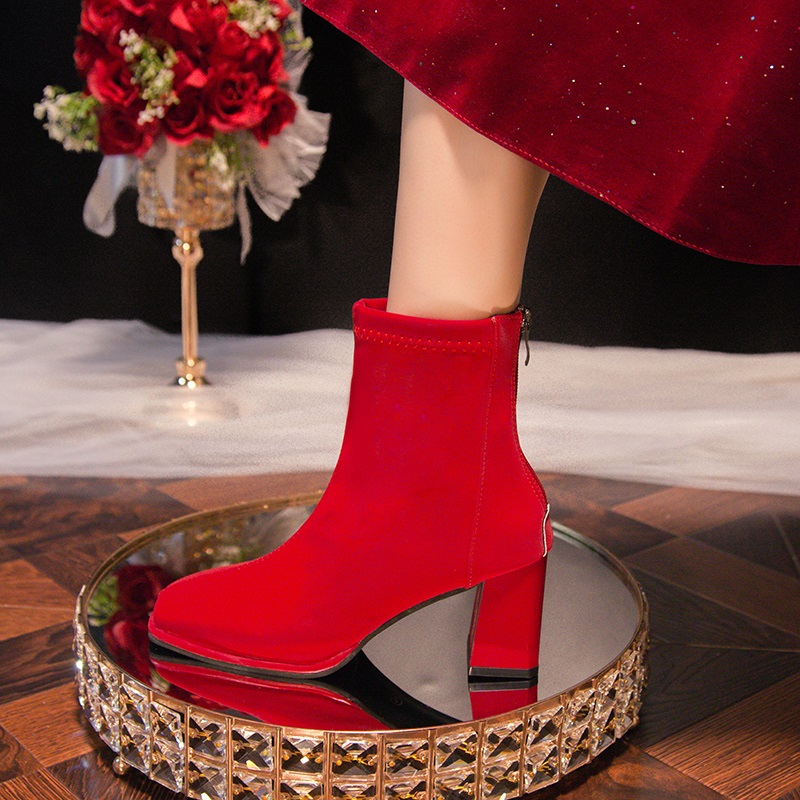 Big Red Boots Woman Shoes Wedd - Wedding Job 评论和价格