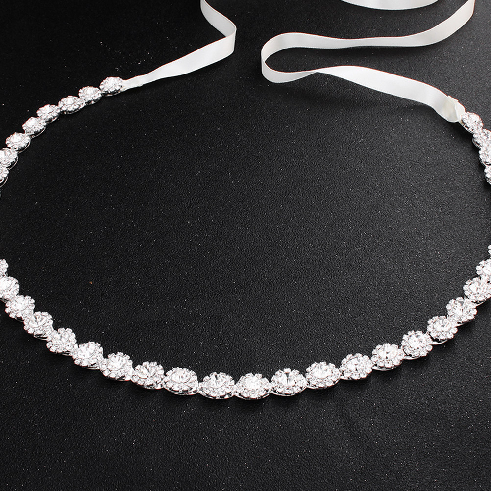 Crystal Bridal Belt Silver Rib - Bridal Sash Ribbon 评论和价格