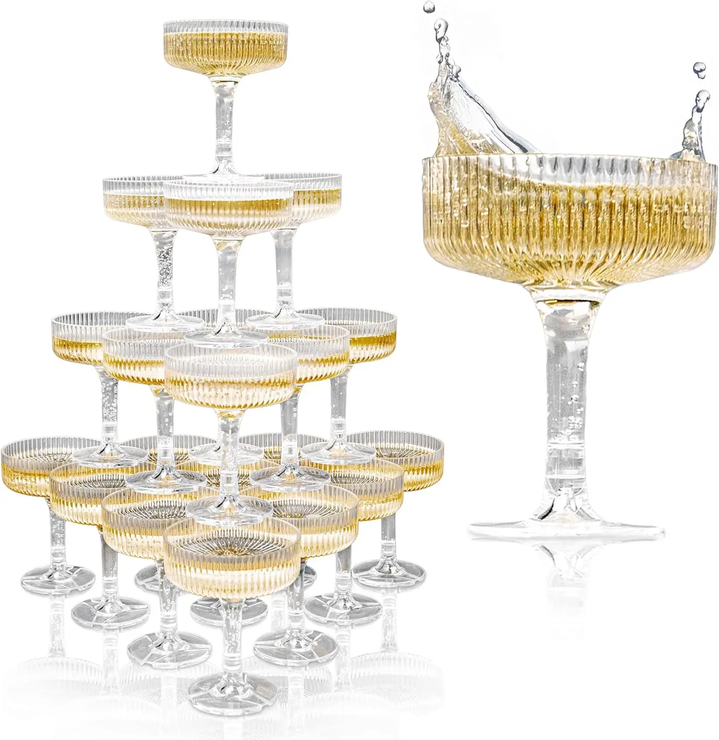 20-60PCS Acrylic Champagne Tow - Champagne Tower Set 评论和价格